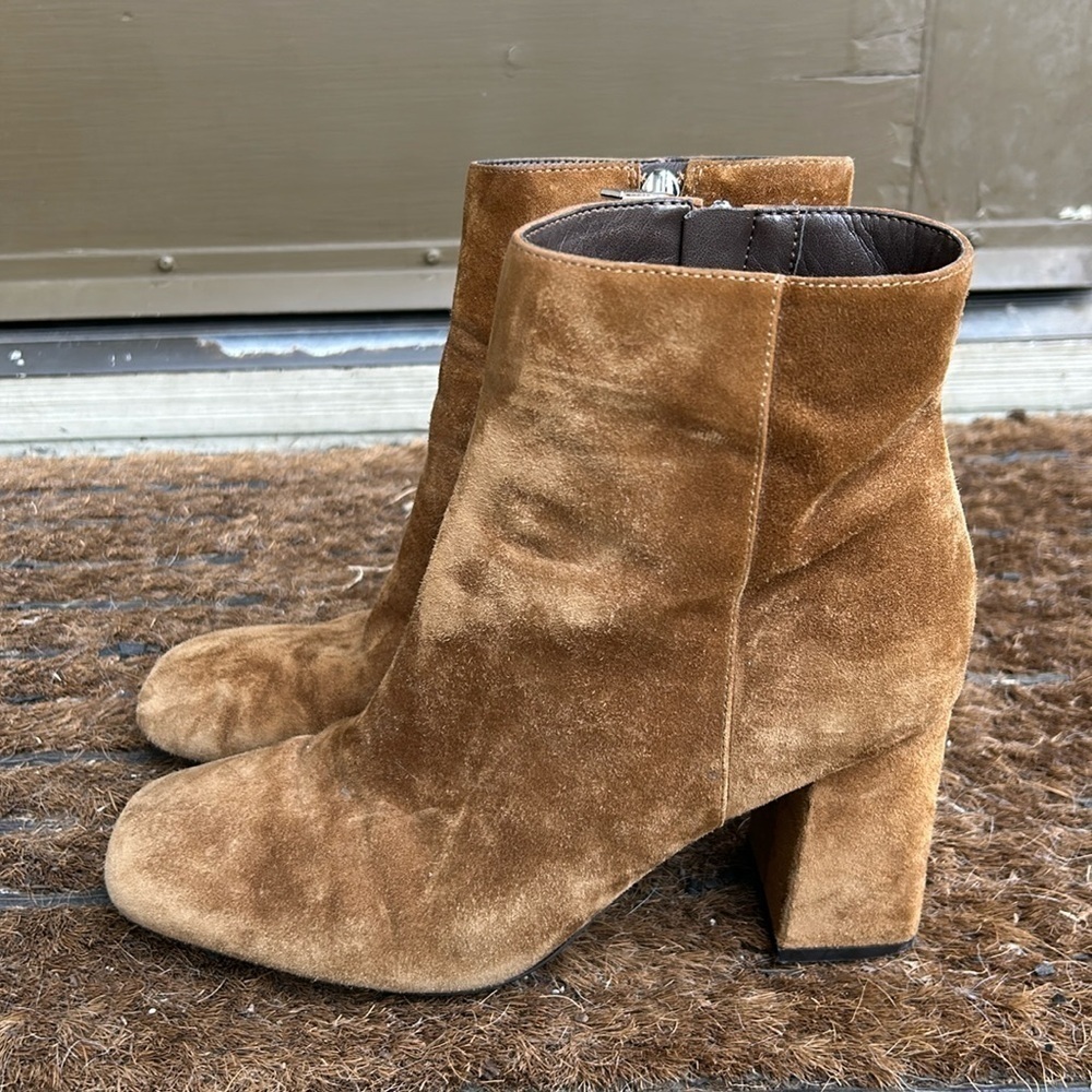Calvin Klein Square Toe Suede Ankle Booties Bohemian Festival Summer Vibes Sz 8